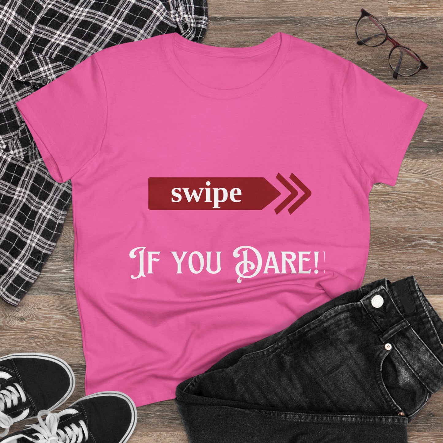 Fun Women's Midweight Cotton Tee - 'Swipe If You Dare!'