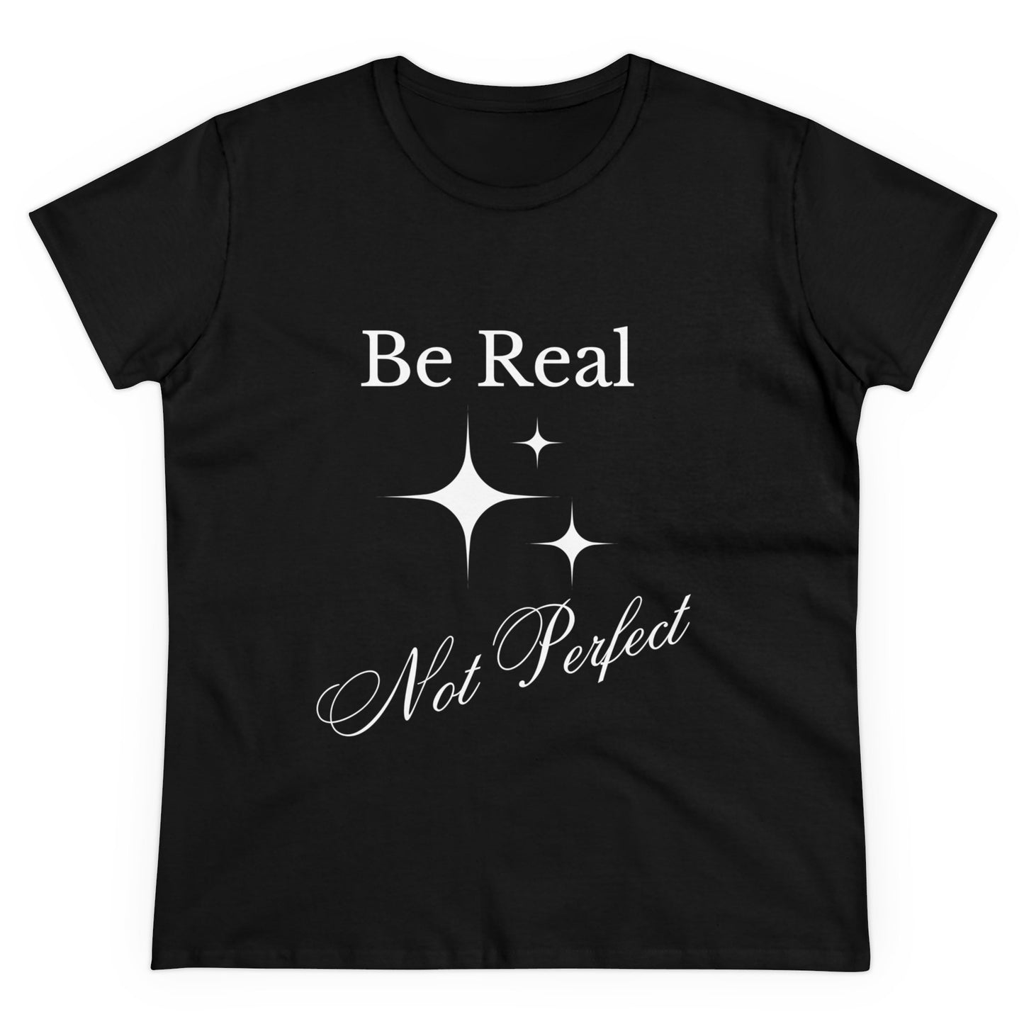 Be Real Not Perfect Womens Midweight Cotton Tee, 100% Organic Cotton, Womens Comfy T-shirt