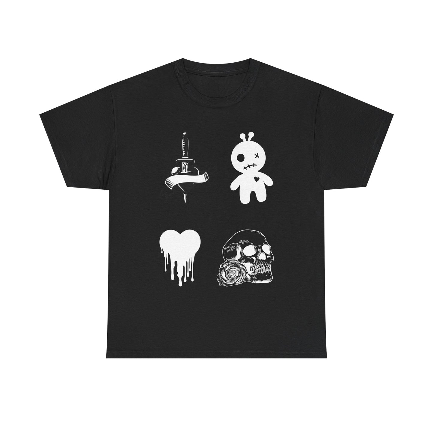 Edgy Unisex Heavy Cotton Tee - Women’s Skull & Heart Design