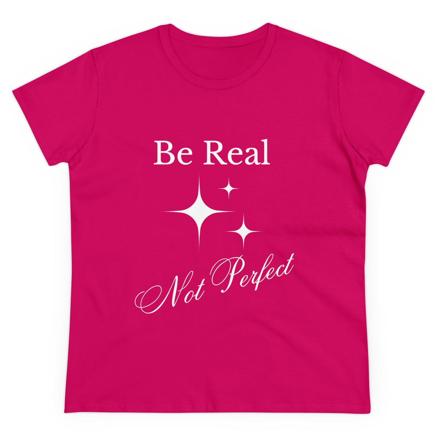 Be Real Not Perfect Womens Midweight Cotton Tee, 100% Organic Cotton, Womens Comfy T-shirt