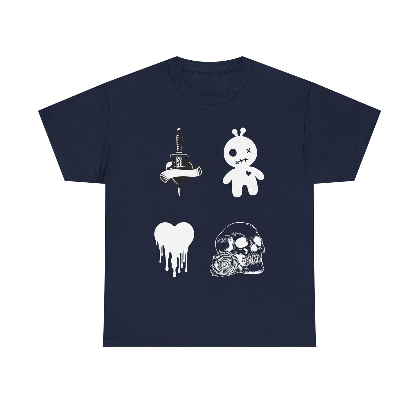Edgy Unisex Heavy Cotton Tee - Women’s Skull & Heart Design