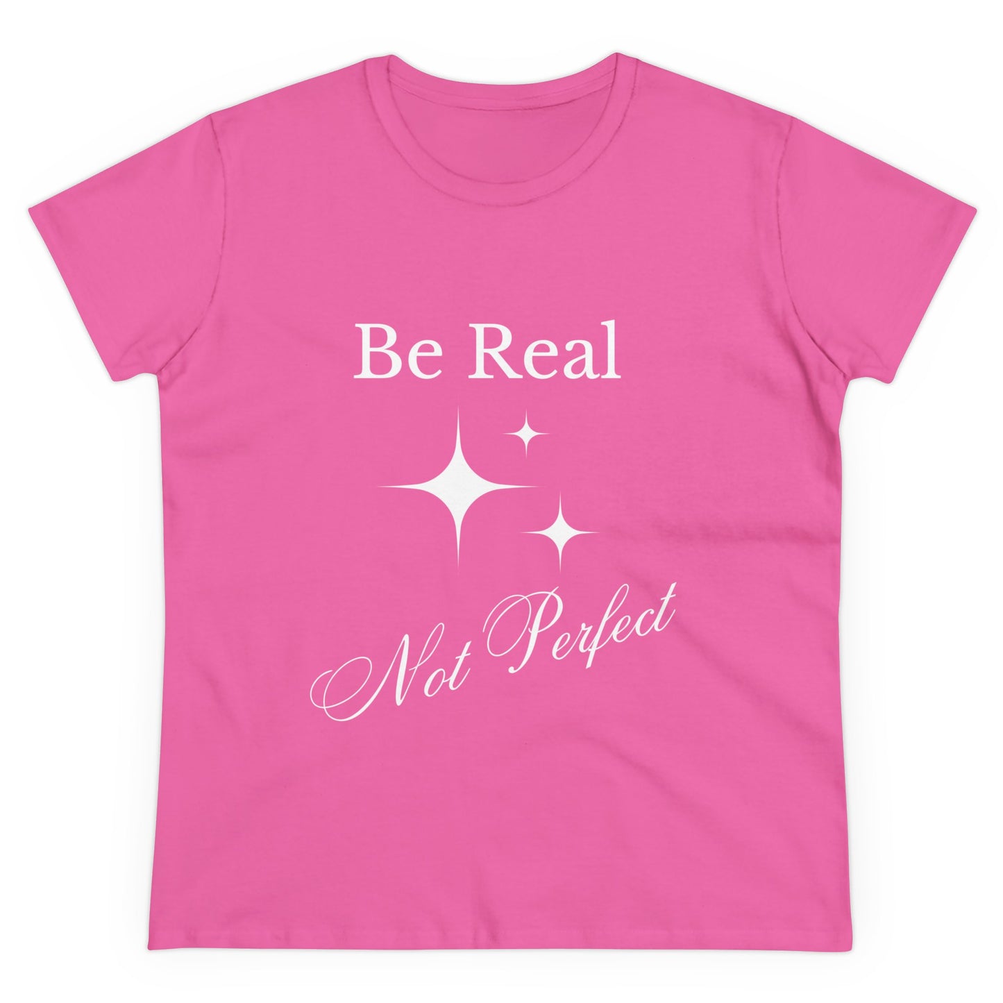 Be Real Not Perfect Womens Midweight Cotton Tee, 100% Organic Cotton, Womens Comfy T-shirt