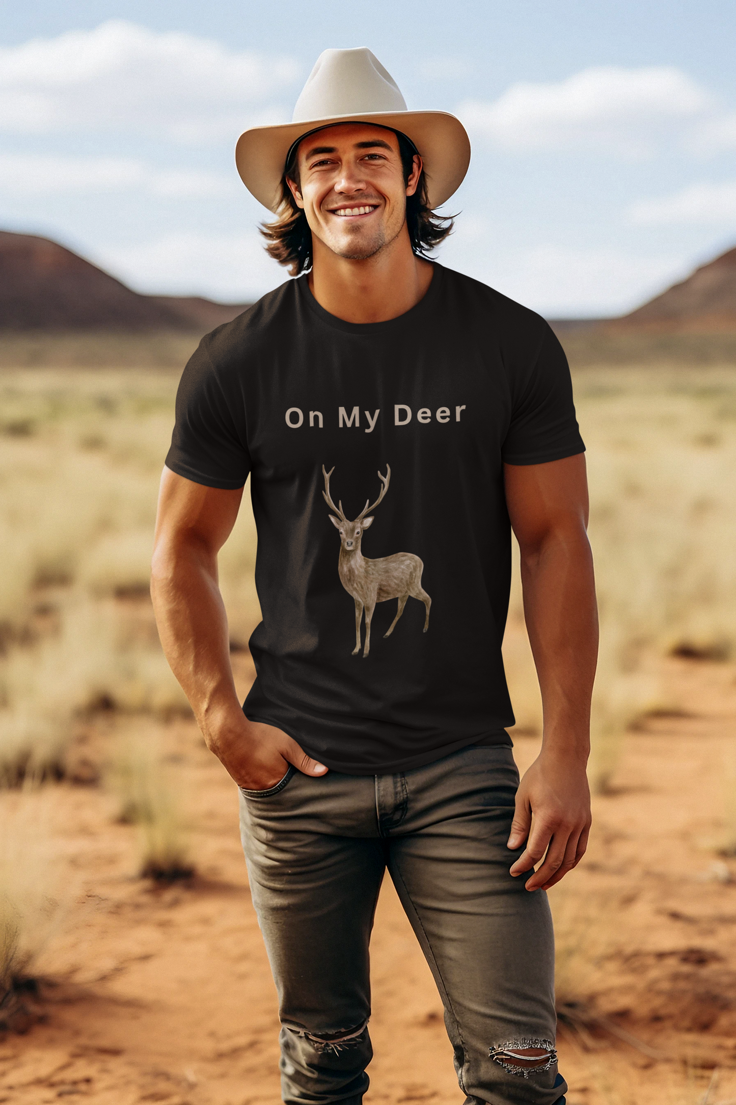 On My Deer Men's Heavy Cotton Tee