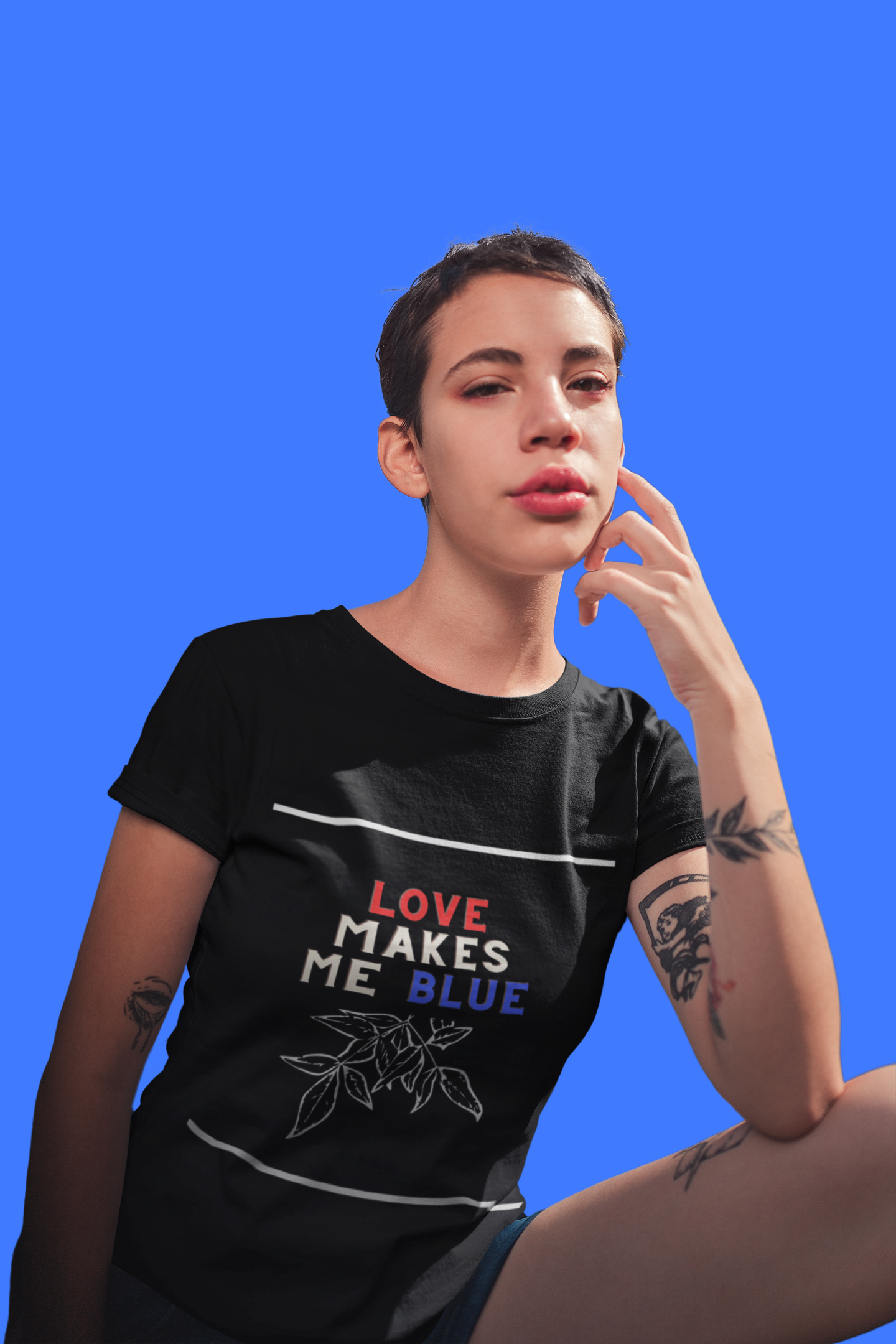 Love Make Me Blue Cotton Tee