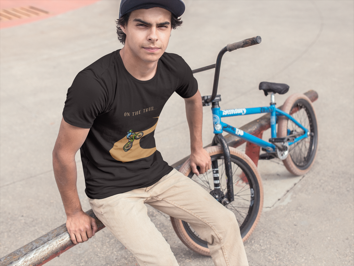 On The Trail Heavy Cotton Tee, Bike Rider, Bicycle, 100% Organic Cotton, Top Selling Tshirt, Best Selling Men T-shirts,