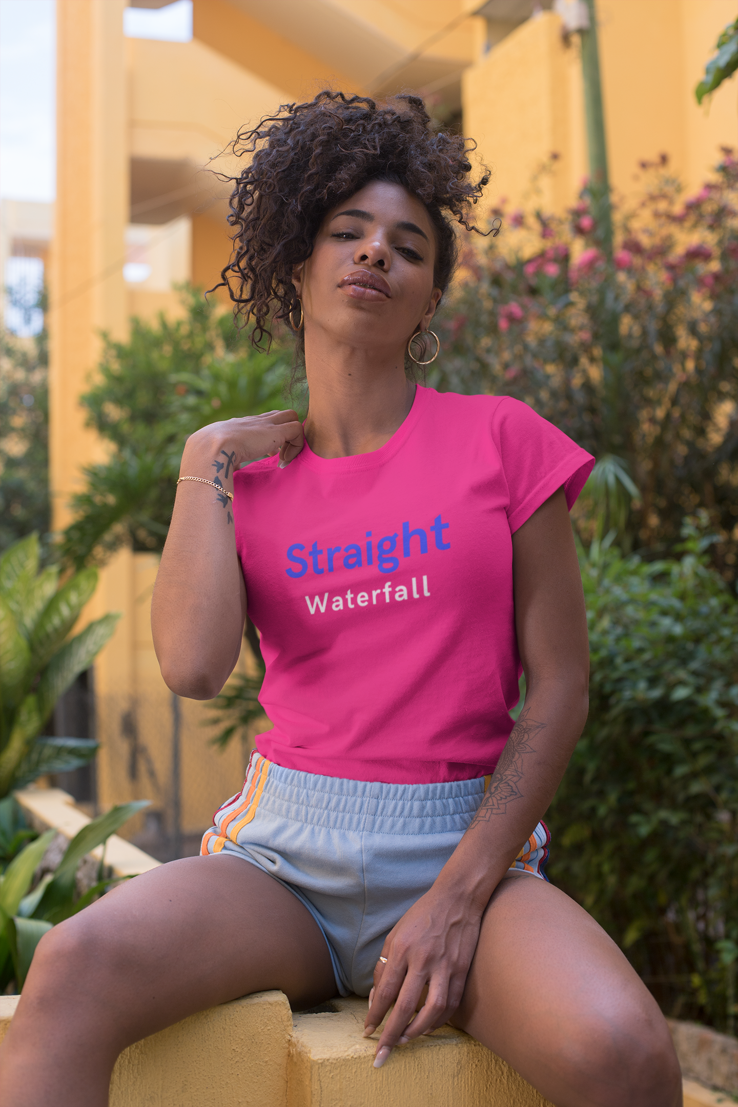 Straight Waterfall Women's Midweight Cotton Tee - Casual Graphic Shirt