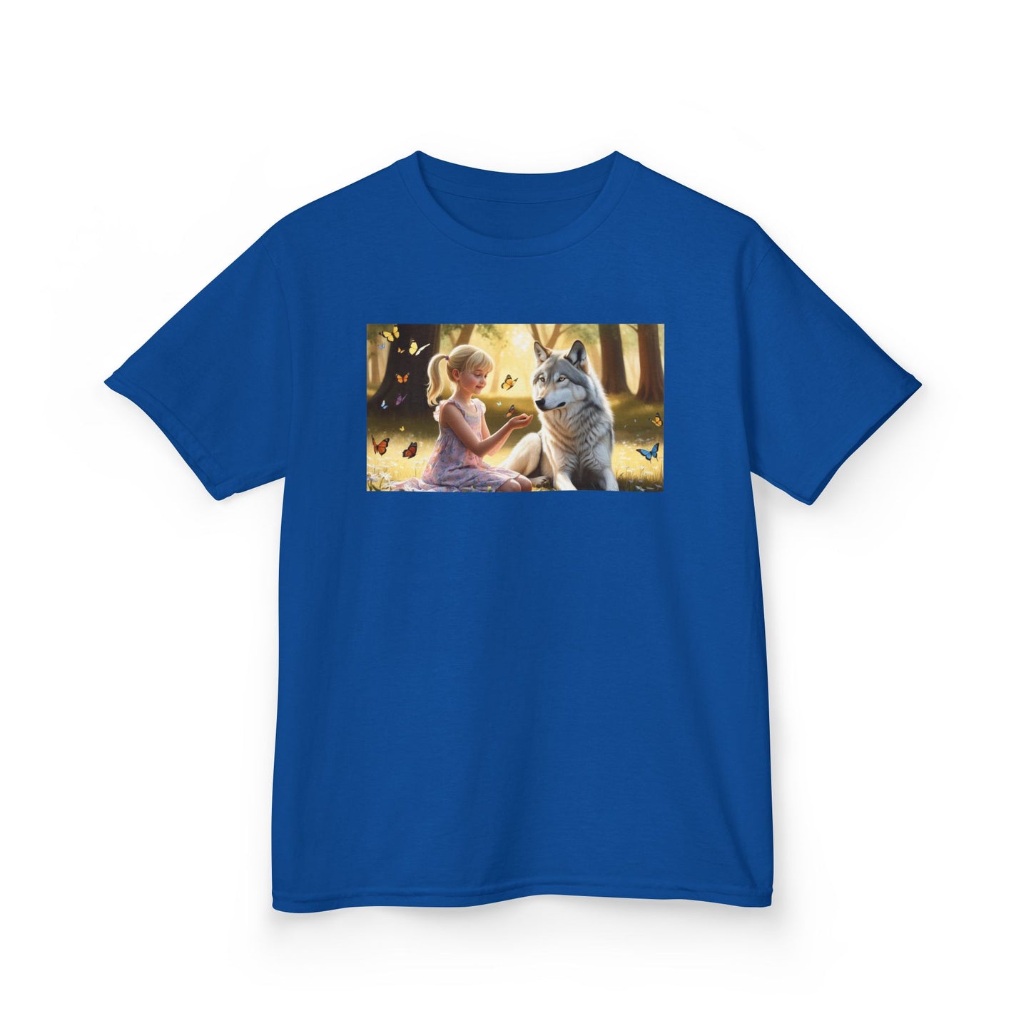 Kids Tee - Whimsical Girl and Wolf Design