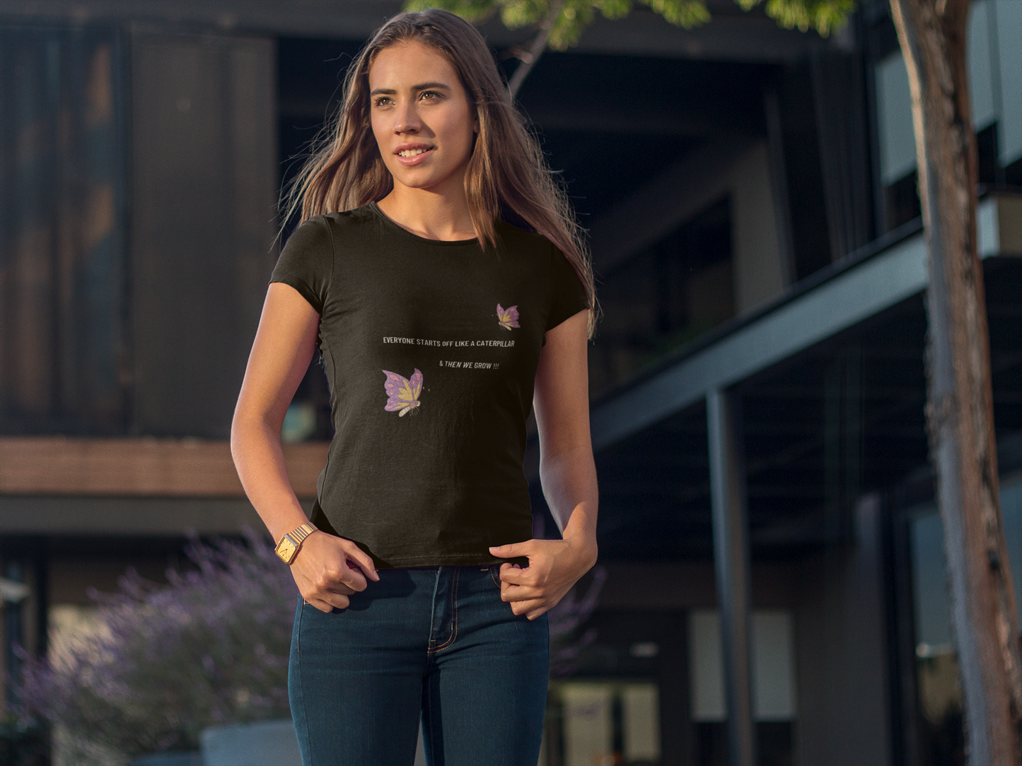 Inspirational Butterfly Tee - "Everyone Starts Off Like a Caterpillar" Women's Favorite T-Shirt